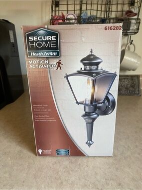 New Secure Home Heath Zenith Motion Activated Outdoor Coach Light Matte Black